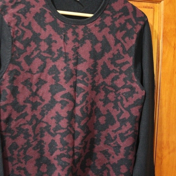 The Rail Medium Black & Maroon Print Cotton-Acrylic Pullover Sweater - Picture 3 of 7